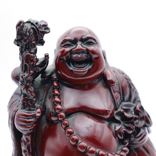 Chinese Red Resin Happy Laughing Buddha Figurine Statue-Heavy Weight - Picture 6 of 15