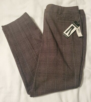 Women New Directions Belk Fit Flair 14 P Plaid Pants Brown/Rust