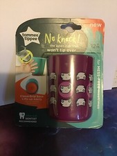 No Knock Open Cup CAT Purple 12 mo No spills Tommee Tippee GREAT FOR SNACKS 