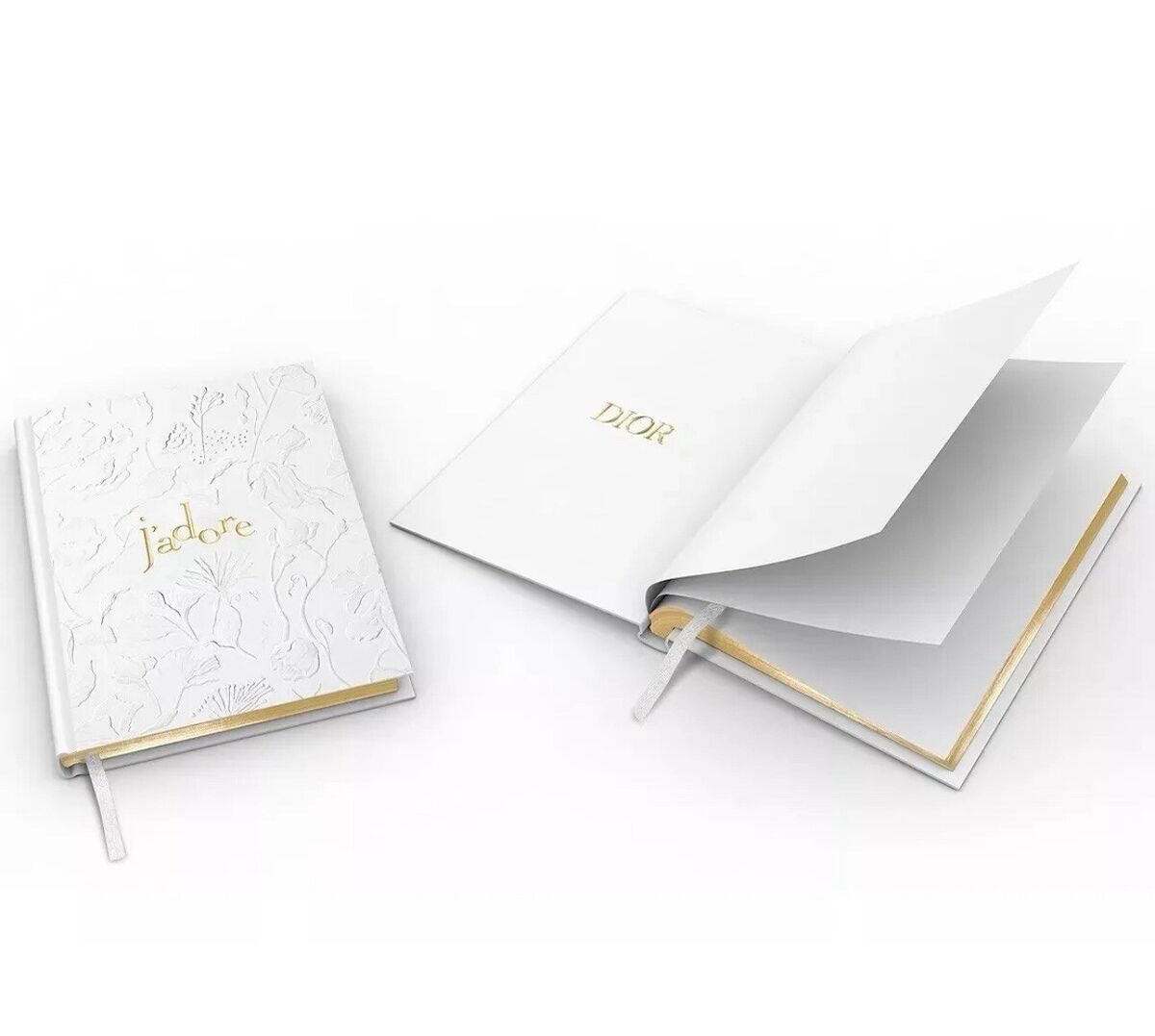 Dior J'adore Floral Embossed Notebook Journal Gold White Dior J'adore Floral Embossed Notebook Journal Gold White