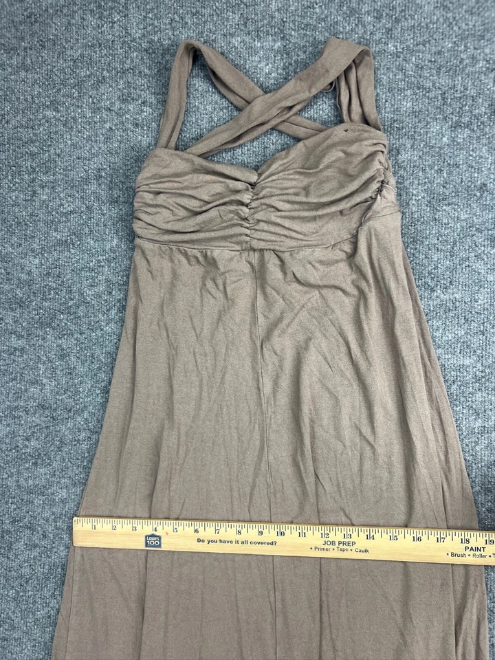 Love From Ya-Ya Dress Women's Medium Brown Sleeveless Ruched Maxi Straps Ruffle - Image 3 of 4