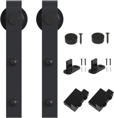 Black Antique Roller Kit for Sliding Barn Door Hardware System (J Shape Design)