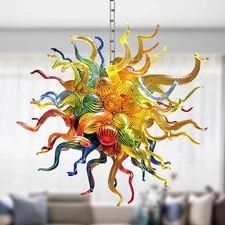 Handmade Blown Glass Art Decor Chandelier Multicolor Ceilling Light Fixture D36"
