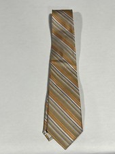 Mens Giorgio Cosani Bronze Stripe Pattern Tie Pure Silk Hand Made NEW