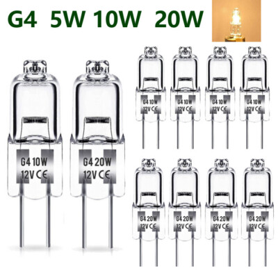 1-100 x G4 5W 10W 20W Halogen Lampe Stiftsockellampe Warmweiß Birne Dimmbar 12V