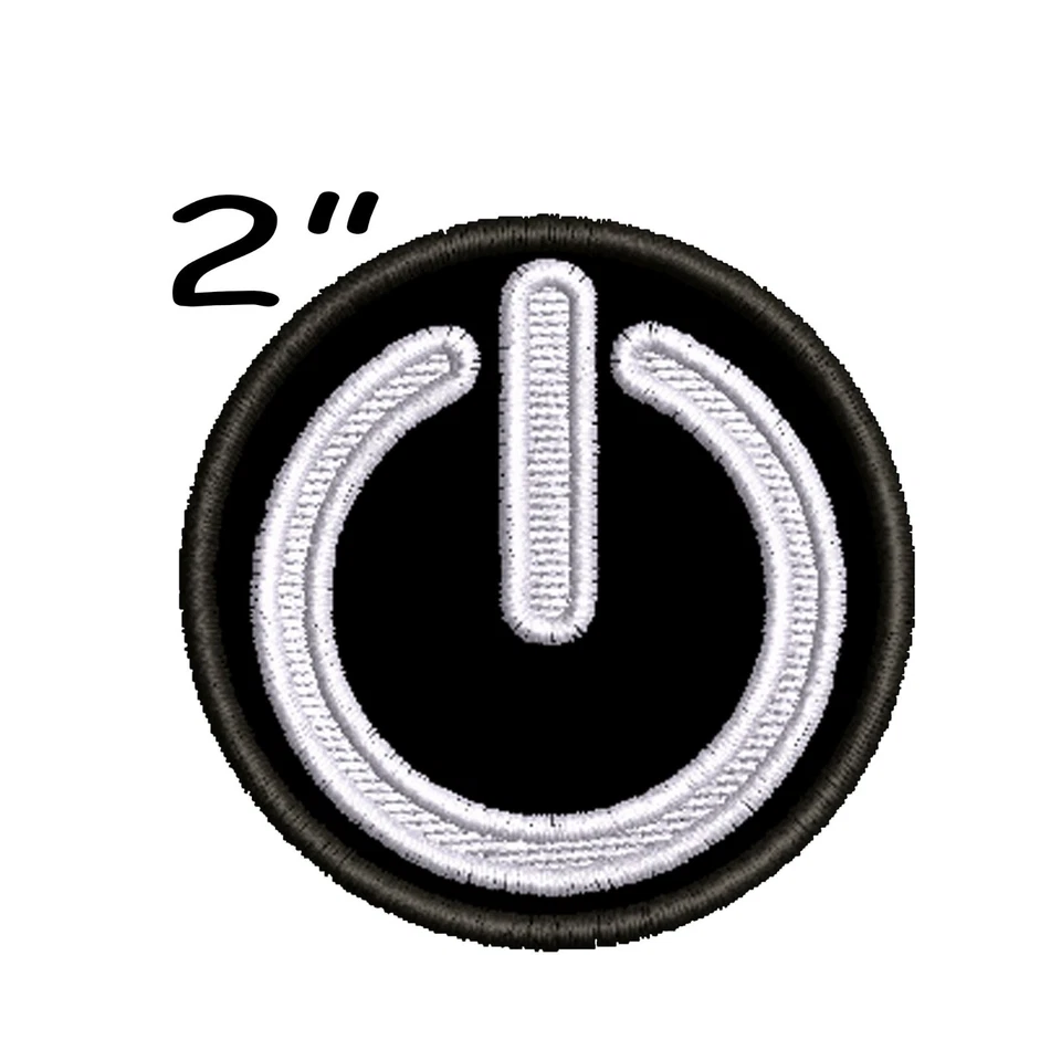 Power Button Patch Embroidered Iron-on Applique Clothing Vest, Retro Gamer - Image 4 of 4