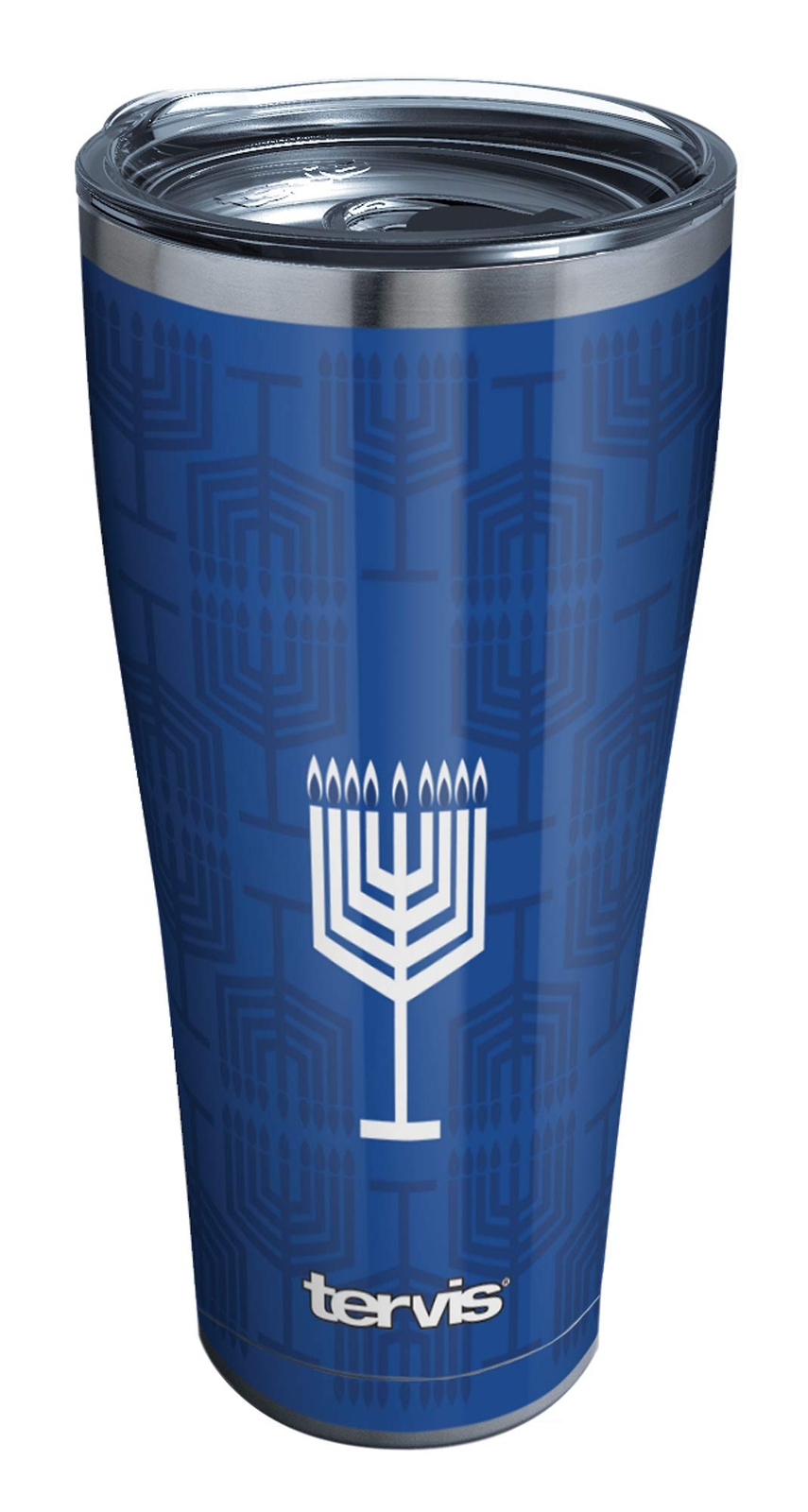Chanukah Hanukkah Menorah Pattern Triple Walled Insulated Tumbler Travel Cup ...