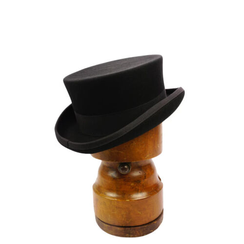 Low Crown Deadman Top Hat 100% Wool Formal Event Topper Classic Dressage Hat UK - 第 1/7 張圖片