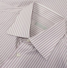 Stefano Ricci NWOT Dress Shirt Size 17 43 In White With Purple Stripes Cotton