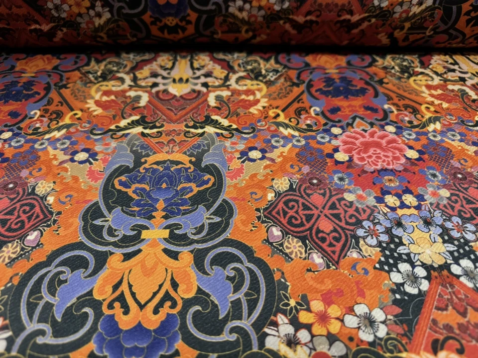 Ткань Liverpool для подводного плавания эластичная двойная джерси на метр - современный дамасский принт - Изображение 3 из 4