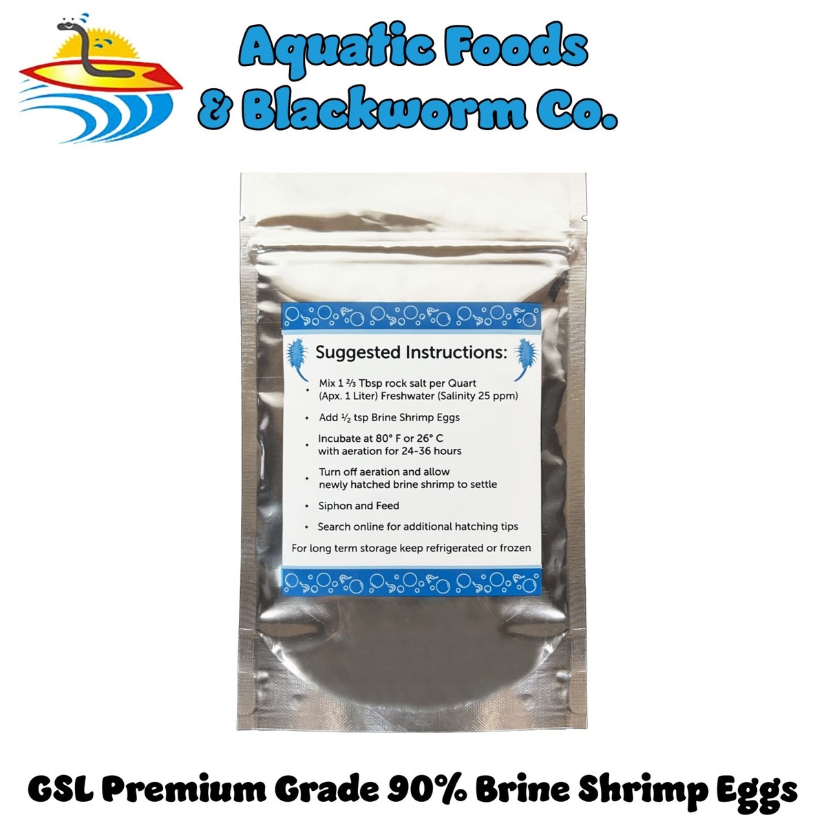 Brine Shrimp Eggs, Premium Grade 90% Hatch, Great Salt Lake
