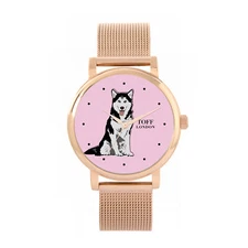 Toff London TLWS-29836 Ladies Black And White Husky Dog Watch
