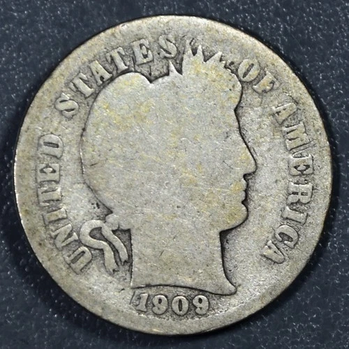 1909-S 10C BARBER SILVER DIME KM#113 Circulated A6311