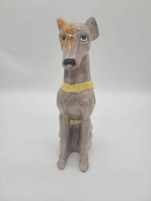 Large Ceramic Racing Greyhound Dog Figurine Yellow No 7 Whippet 13 
