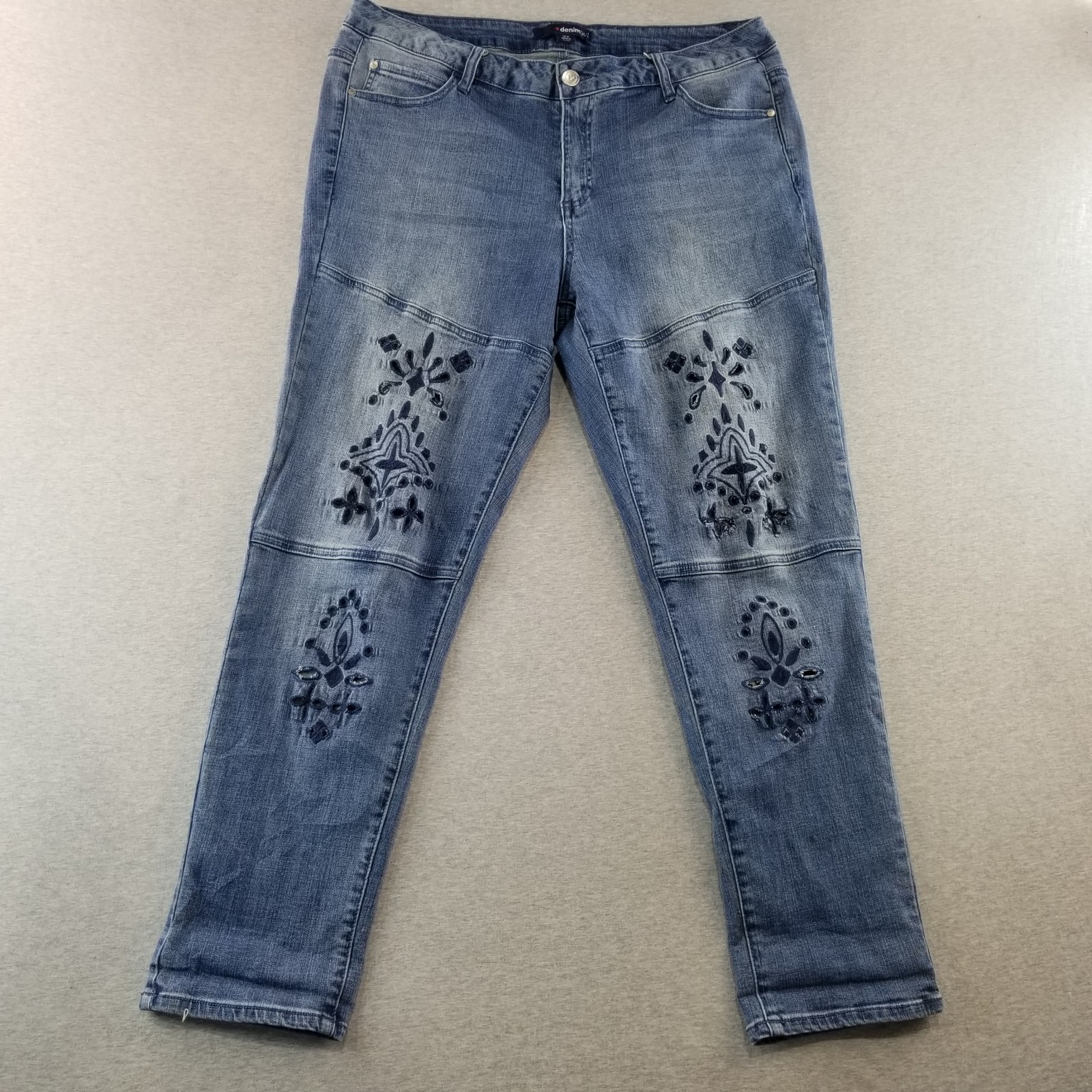 Denim 24/7 Jeans Womens Sz 18W VTG Cute Design 99%Cotton Normcore *Imperfections
