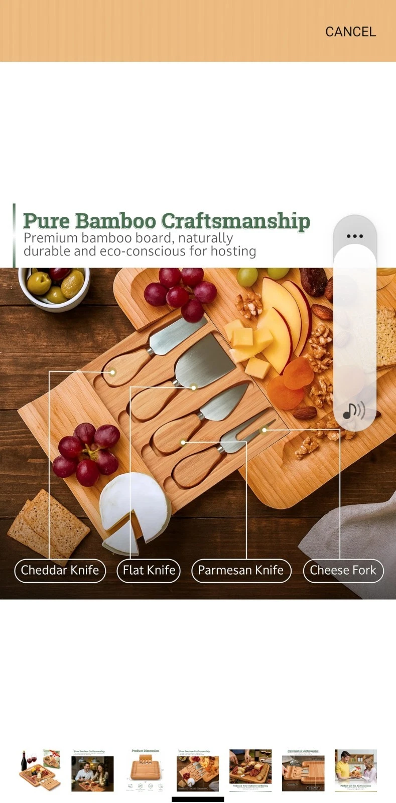DYNAMIC GEAR Charcuterrie Board Gift Set With 4 Chesse Cutter Tools