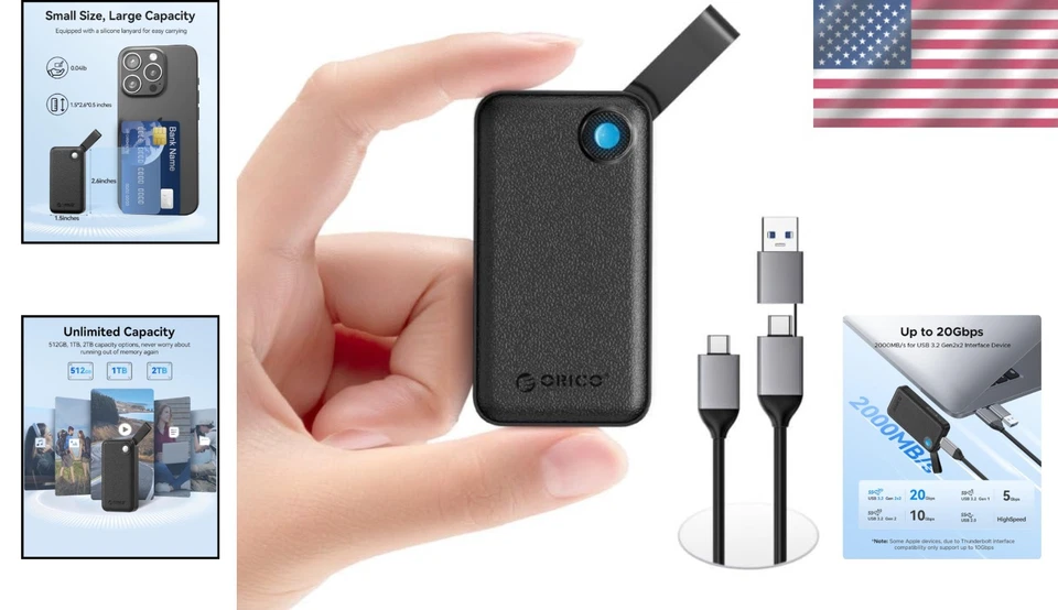 Portable 1TB Compact SSD, USB 3.2 Gen 2x2, Fast Transfer - Image 2 of 4