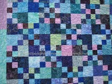 Batik Quilt Criss Cross Blue,Turquoise,Purple,Pink 85 x100 Queen Made in USA