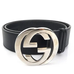 Gucci Ceinture imbriquée G Cuir/Métal Noir/Argent