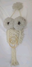 Vintage '70s Boho Retro Macrame Owl Wall Hanging Towel Holder
