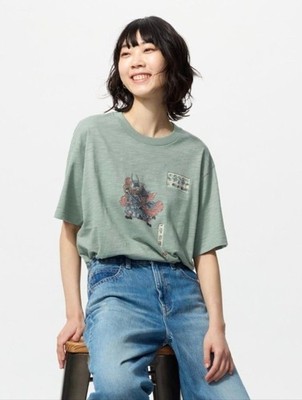 Uniqlo Museum Of Fine Arts Boston Ukiyo-e Heroes Green Japanese Graphic T-Shirt