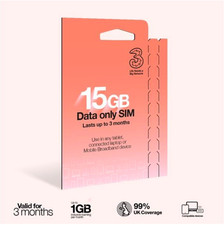 Three 15GB Data Only SIM Lasts up to 3 months