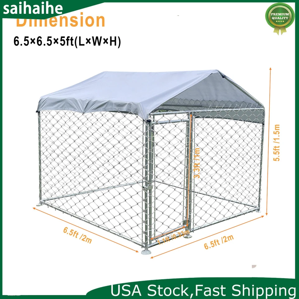 6,56 x 6,56 pies exterior casa para correr perros perrera mascota pluma cadena eslabón cerca jaula parque infantil Foto 2 de 4