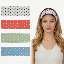 4 Pack Polka Dot Headbands, Wide Elastic Headbands with Polka Dot Design, Non Sl