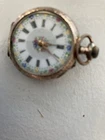 Antique  Silver Case Swiss Ladies Pocket Watch,not working. 10 Ruby Swiss made