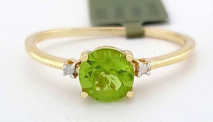 GENUINE 1.06 Cts PERIDOT & DIAMOND RING 10K GOLD - Free Certificate Appraisal