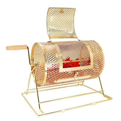 Brass Raffle Drum, Professional Raffle Ticket Spinning Cage, Holds 2,000 Tick...