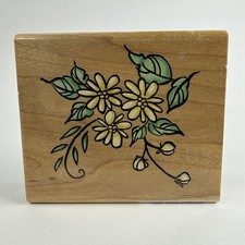 Stampendous Circle of Daisies Flowers V027 Rubber Stamp Wood 2000 Vtg