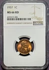 1937 Lincoln Wheat Cent – NGC MS66 RD - Bright Red, Superb Detail