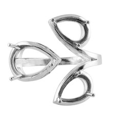 Semi Mount Ring 7x12MM Pear Shape Three Stone 925 Sterling Silver Womne Ring