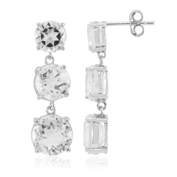 Cavill WeißEr Topas Ohrringe 14,20Ct Echtschmuck 925 Silber Rhodiniert-image