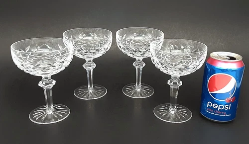 SET 4 WATERFORD Crystal "POWERSCOURT" Irish Cut Glass Sherbet Champagne Goblets