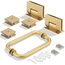 8" Shower Hardware Handle Set, Brass Heavy Duty Glass Door Hinges Replacement...