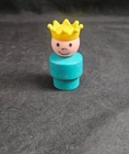 Vtg Fisher Price Little People #993 Castle Prince King Wood Figure Yellow Crown