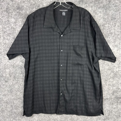 #ad John Henry Shirt Mens 2XL Black Button Up Short Sleeve has Pocket XXL $9.79