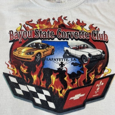 Men s Bayou State Corvette Club Lafayette La 3xl T-Shirt White