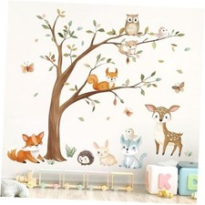 Magical Woodland Animals Wall Stickers,Forest Tree Wall Decal for Baby Nursery