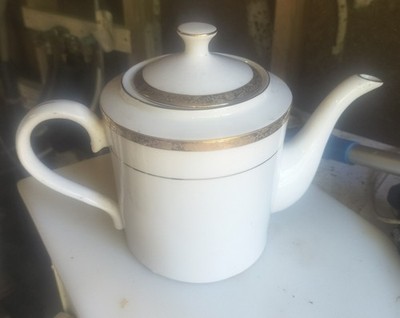 Vintage China Pearl Imperial Tea Pot White/Gold Trim Classic Grannycore MCM