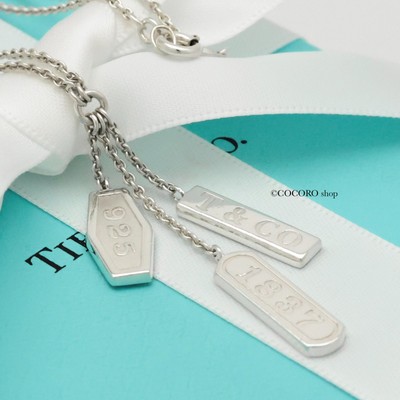 Tiffany & Co. 1837 Triple Bar Elements Pendant Necklace 16.1'' Silver 925 w/Pouch