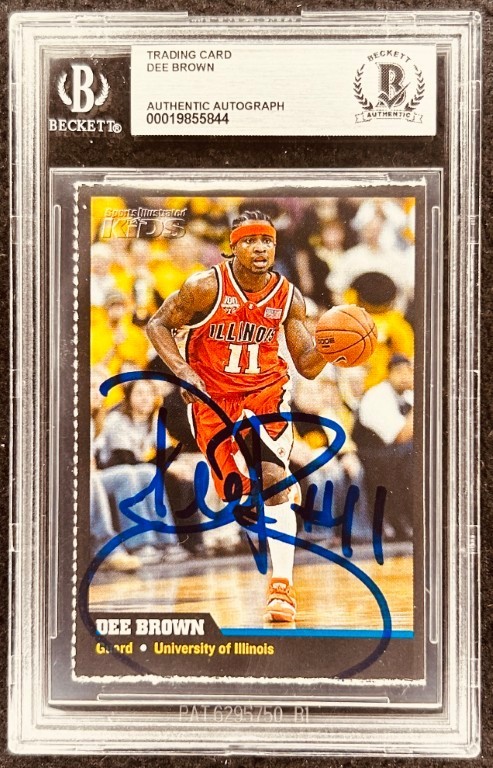 Dee Brown signed Illinois Fighting Illini 2005 SI for Kids Rookie Card BAS slab