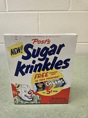 1950's Post's Sugar Krinkles Cereal Box, Assorted Charms