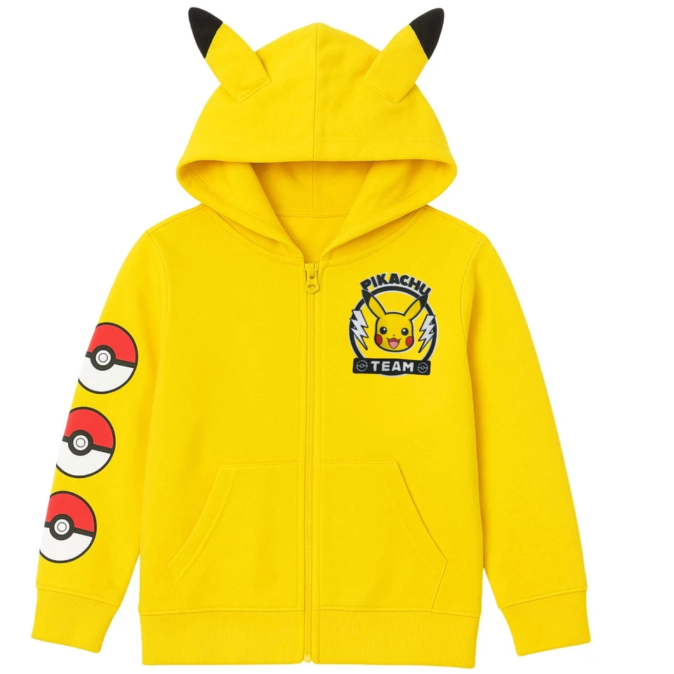 Niño Pokémon Pikachu Disfraz Sudadera con Capucha con Orejas 3D, Manga Larga Sudadera con Capucha Foto 4 de 4