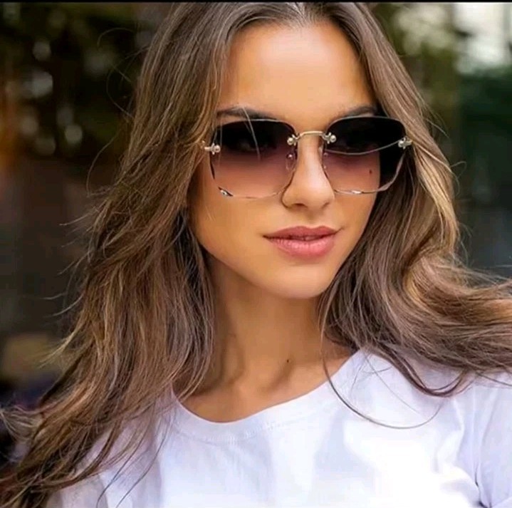 Square Rimless High quality women luxury branded sunglasses for