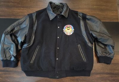 Vintage 1994 M&M Leader of the Pack Varsity Jacket Coat Black Wool Leather Large