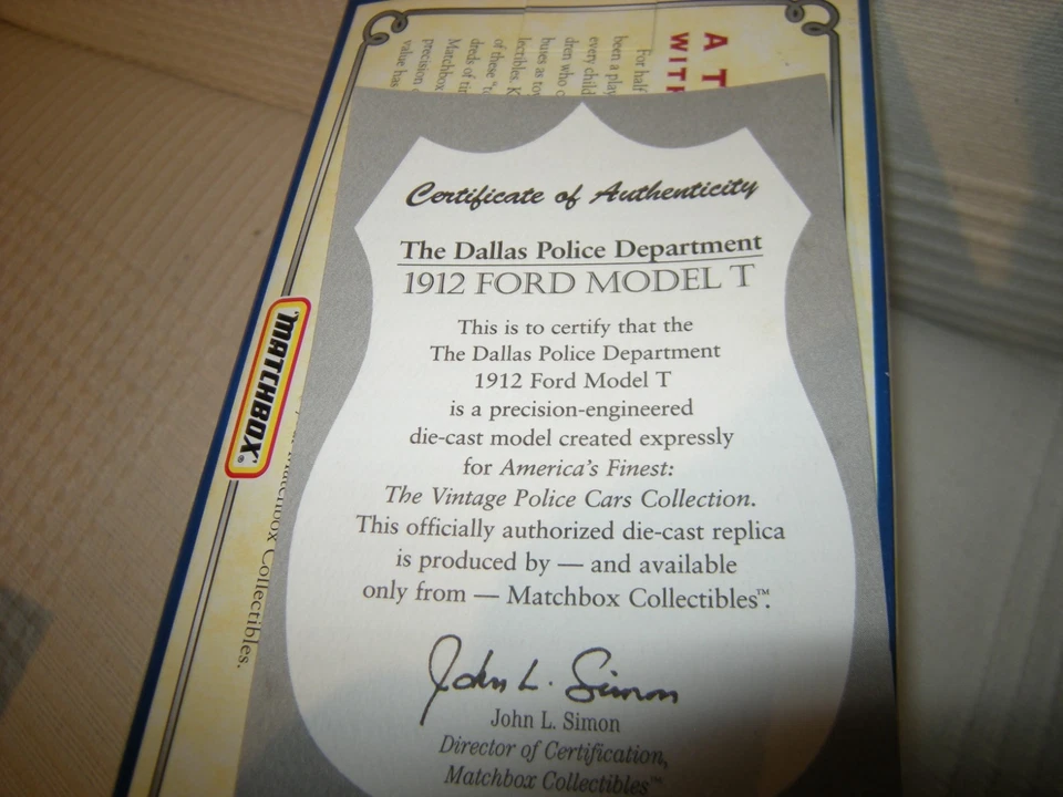 Matchbox Models Of Yesteryear Ford Model T 1912 Dallas Police Department in OVP - Bild 3 von 3