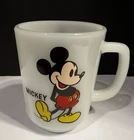Vtg Anchor Hocking Pepsi Mickey Mouse Today White Milk Glass Mug Pepsi 1980